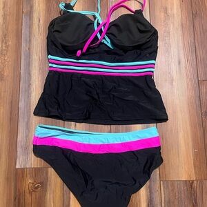 Black and Pink Women's Swim Set Size XL